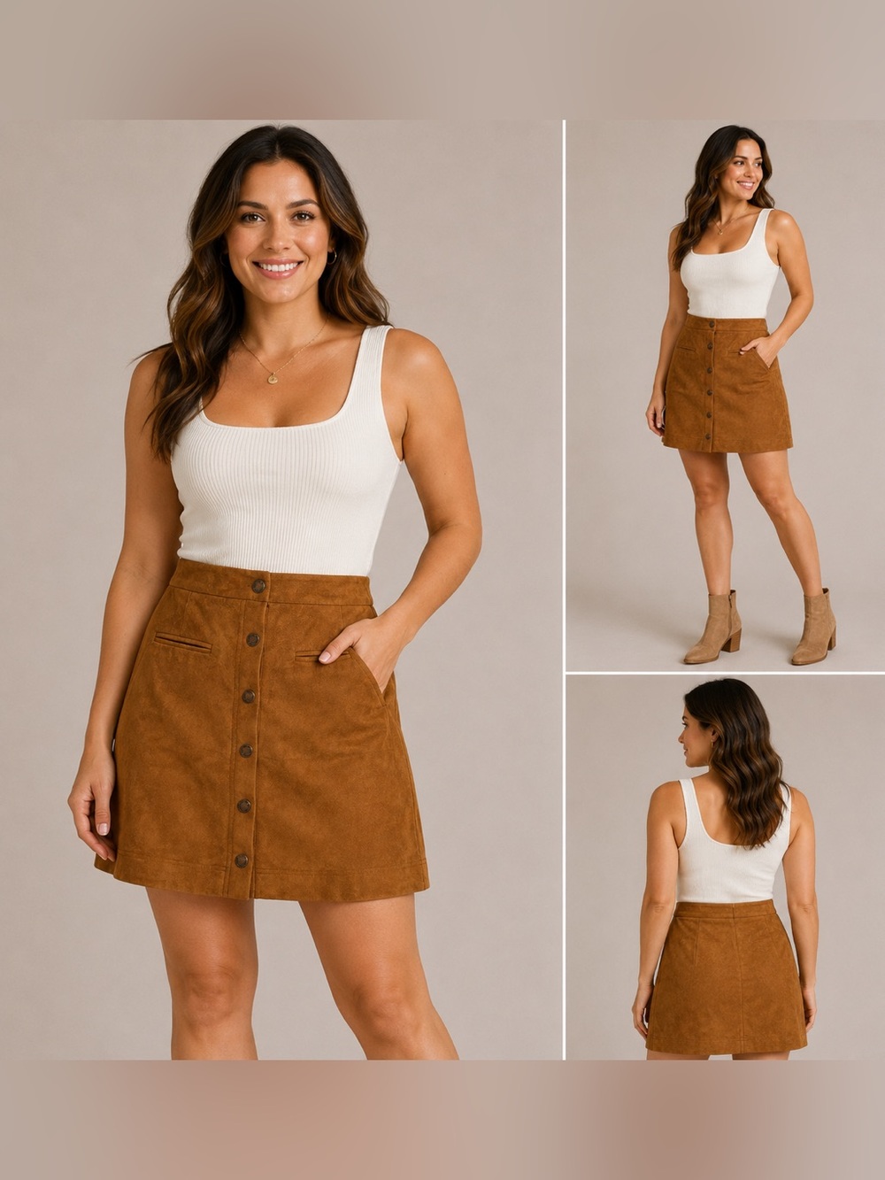Vince Camuto Faux Suede Button Front Mini Skirt Size 4